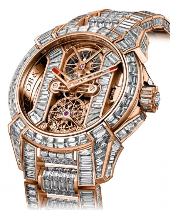 Jacob & Co Replica watch EPIC X TOURBILLION SKELETON BAGUETTE ROSE GOLD DIAMOND BRACELET EX510.40.BD.BD.A40BD